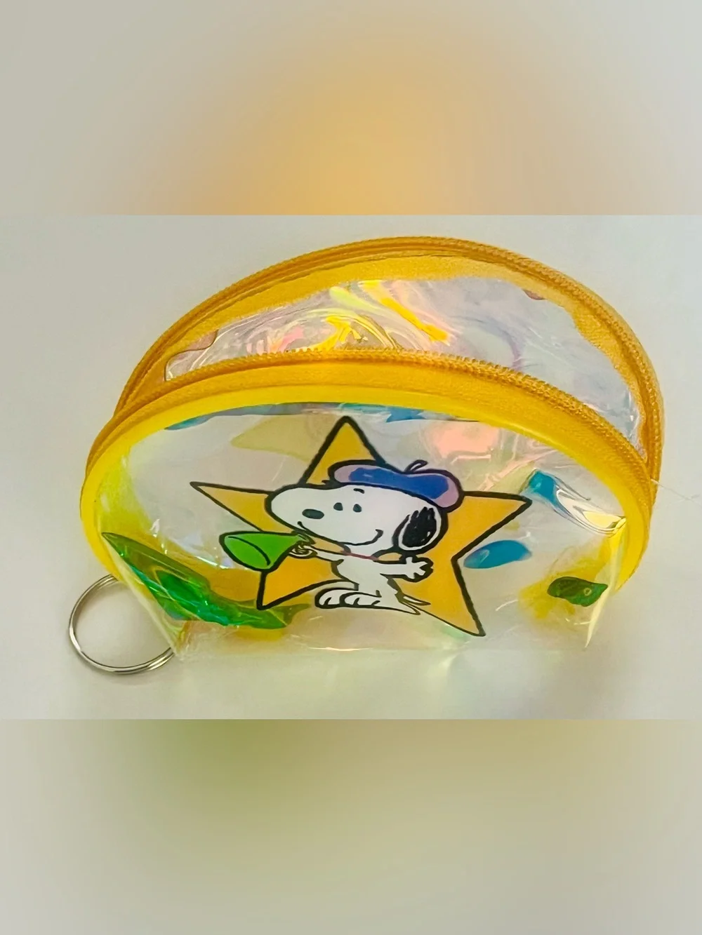 Snoopy Holographic Coin Pouch with Yellow Trim